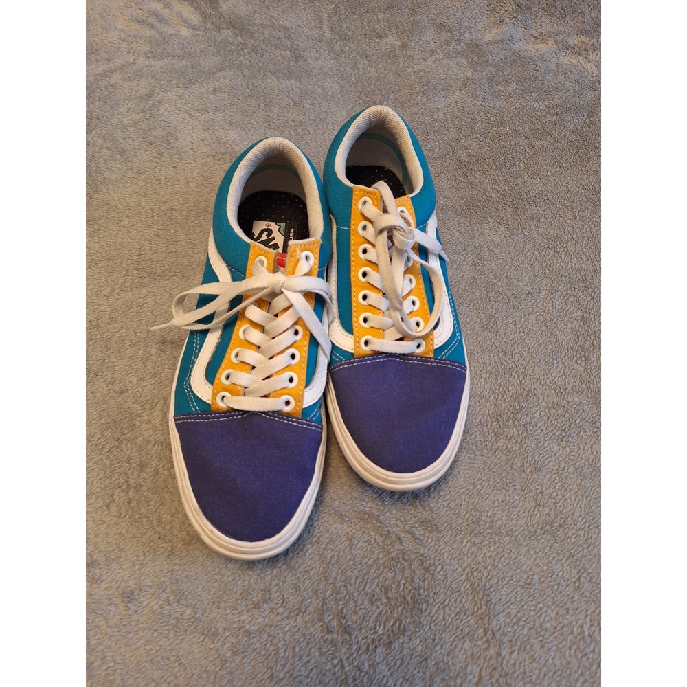 Vans Old Skool ComfyCush Colorblock Purple Teal Yellow Mens 7.5 Womens 9 Sneaker - Picture 2 of 6